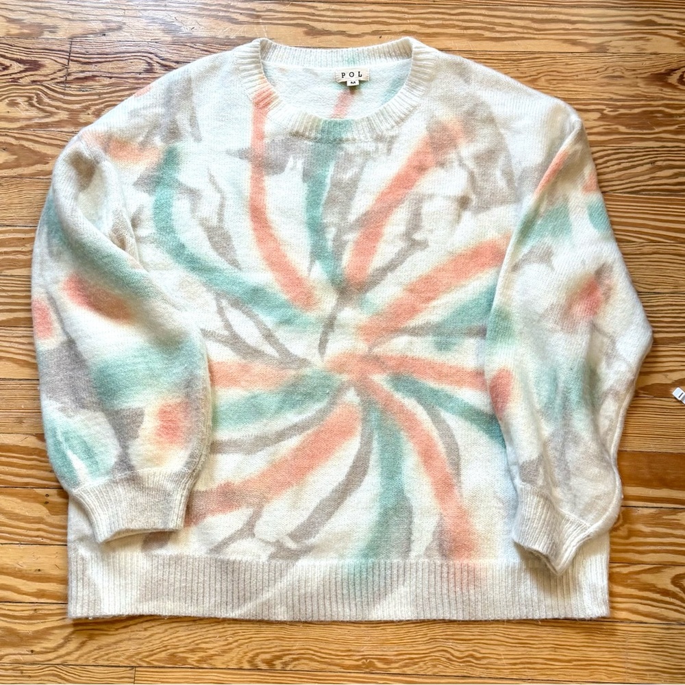 POL Dream Dye Cream and Pastel Swirl Oversized Sweater